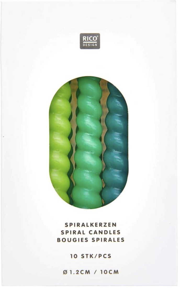 Rico Kuchenspiralkerzen grün Mix