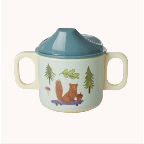 Rice Melamin Schnabeltasse «Happy Forest» petrol