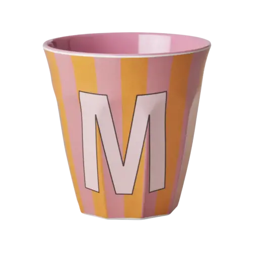 Rice Melaminbecher M «Stripes» rosa