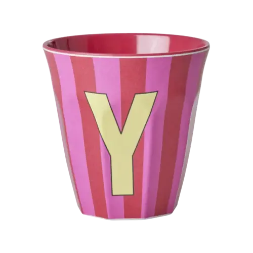 Rice Melaminbecher Y «Stripes» pink