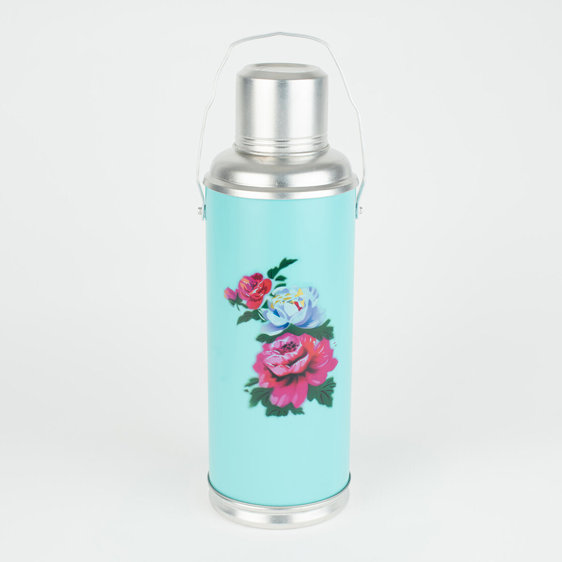 Thermoskanne Blumen türkis