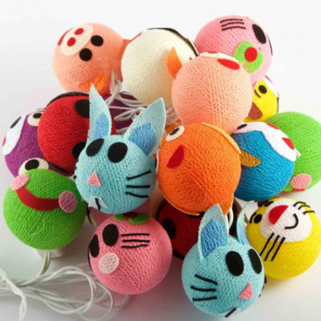 Lichterkette Cottonball «Kitty and Friends» 20 LED