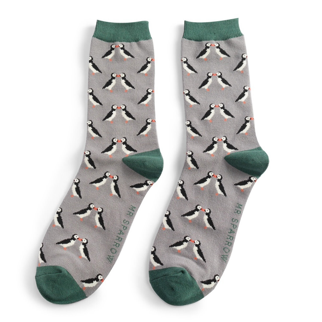 Miss Sparrow Socken 40-45 Küssende Pinguine grau