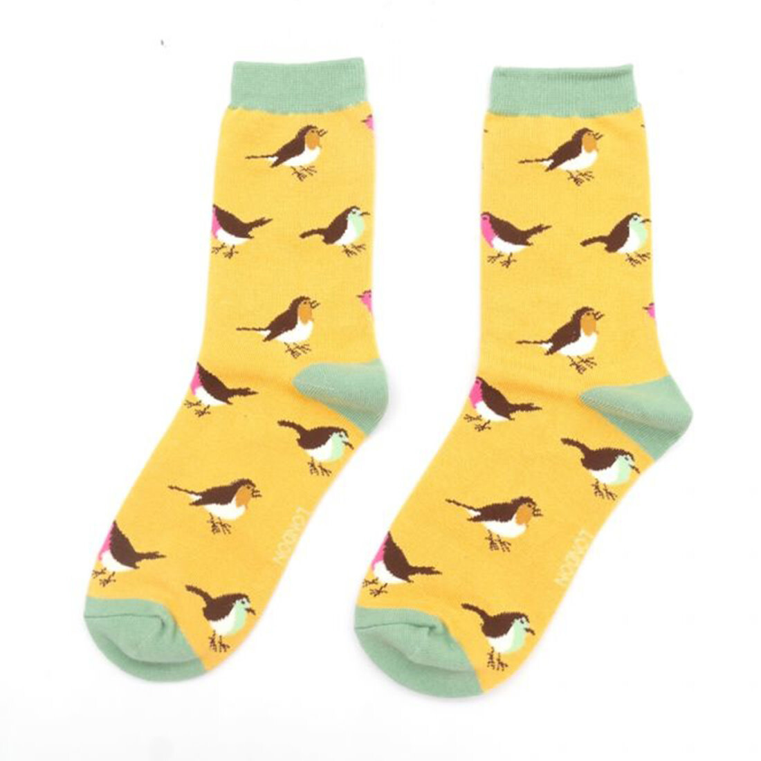 Miss Sparrow Socken 36-41 Rotkehlchen gelb