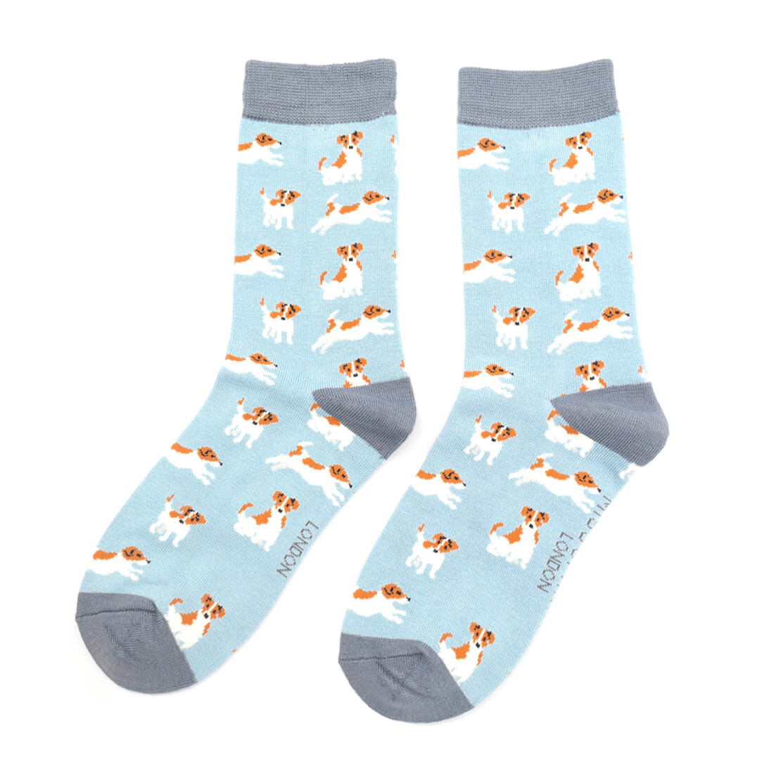Miss Sparrow Socken 36-41 «Jack Russells» pulverblau