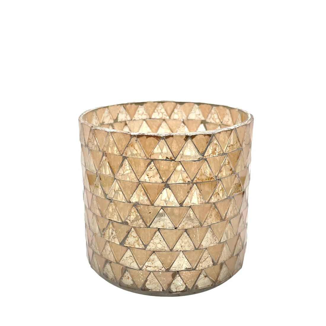 Teelichthalter Mosaik recycling Glas pink