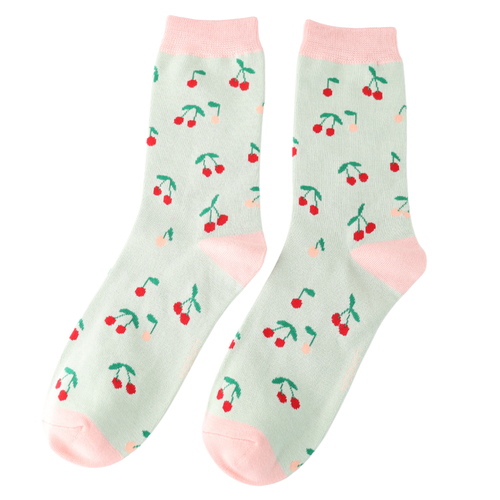 Miss Sparrow Socken 36-41 mini Kirschen mint