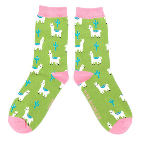 Miss Sparrow Socken 36-41 Lamas&Kakteen moos