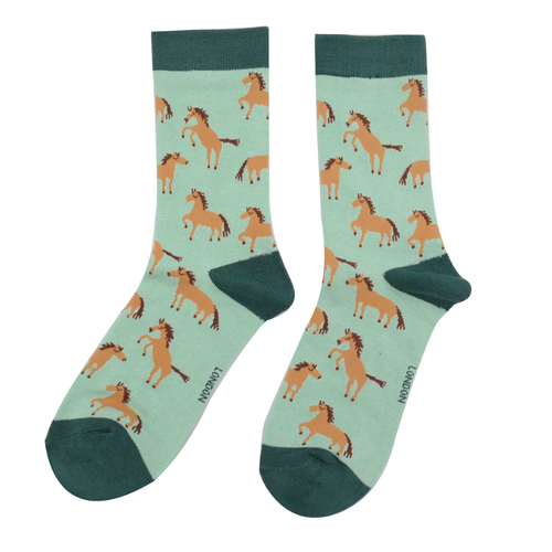Miss Sparrow Socken 36-41 Pferde mint