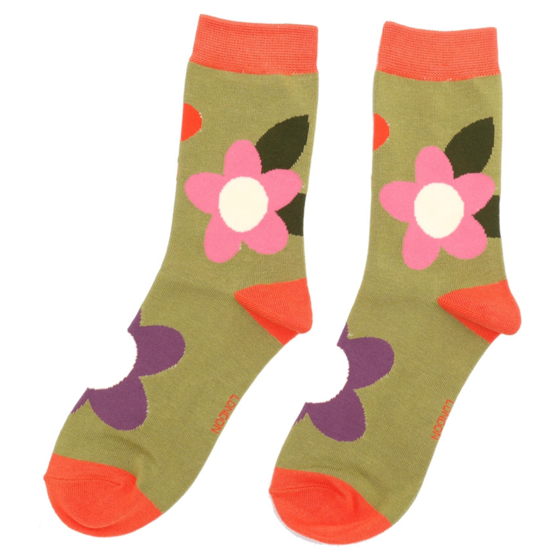 Miss Sparrow Socken 36-41 grosse Blumen moos