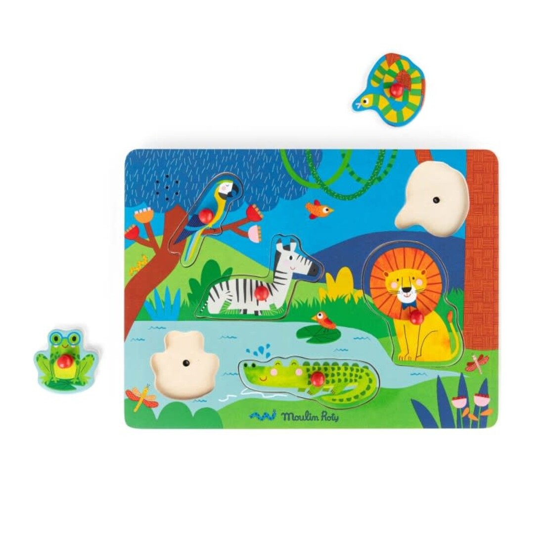 Moulin Roty Klangpuzzle Holztiere «Les Touoitis»