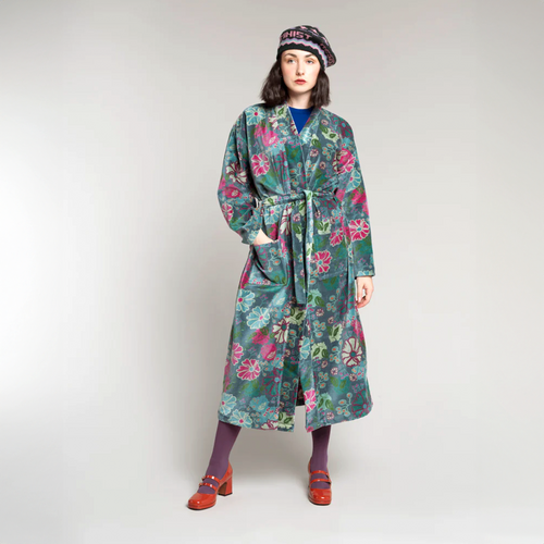 les touristes Kimono aus Samt «Cosmos Teal»