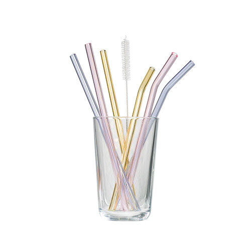 Tranquillo Glas Trinkhalme «Rainbow» 6er-Set