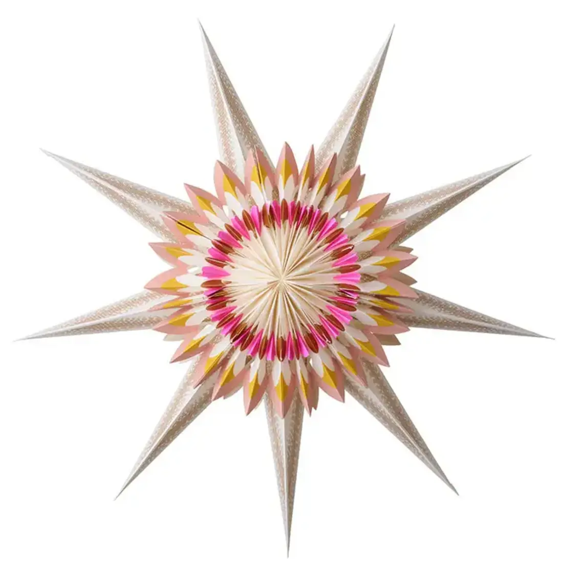 Bungalow Papiersternlampe «Helios Gold»