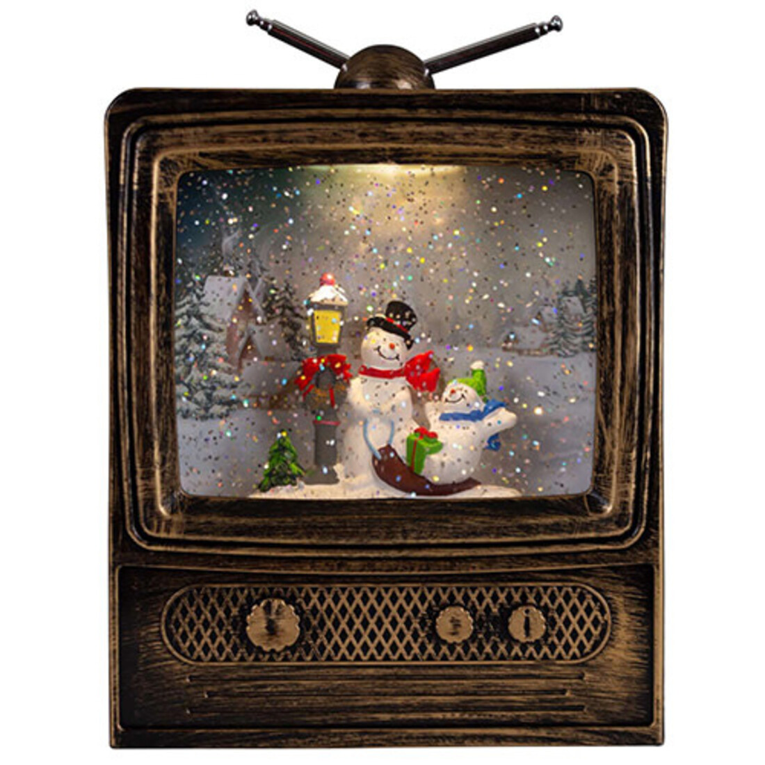 Schneidender Schneemann LED TV