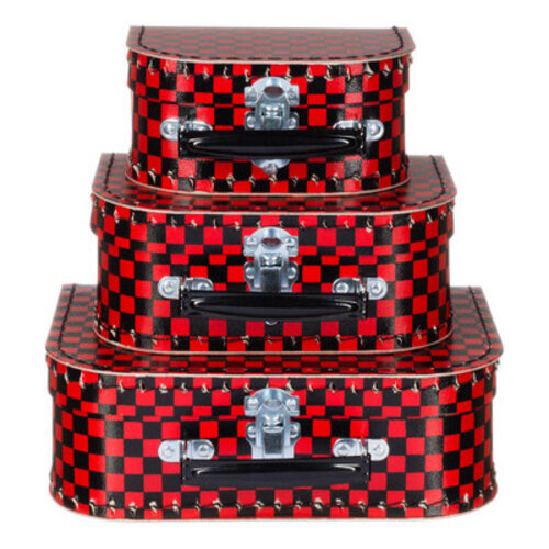 Koffer kariert rot-schwarz