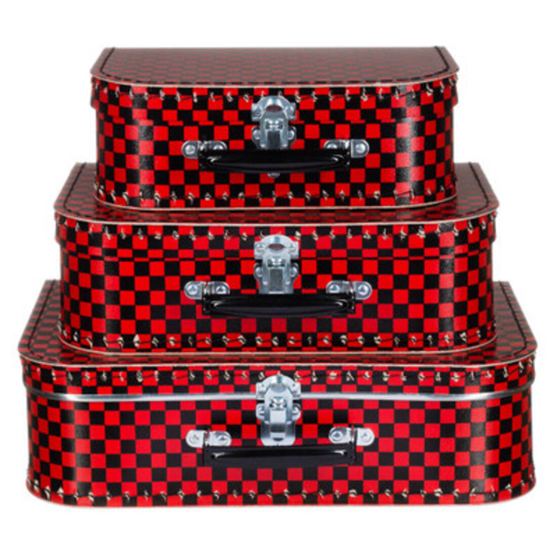 Koffer kariert rot-schwarz
