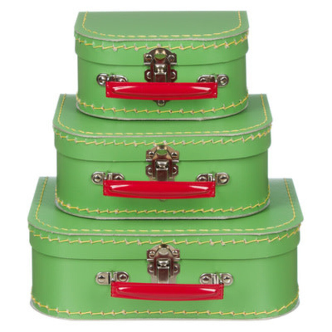 Koffer grün mit rotem Griff