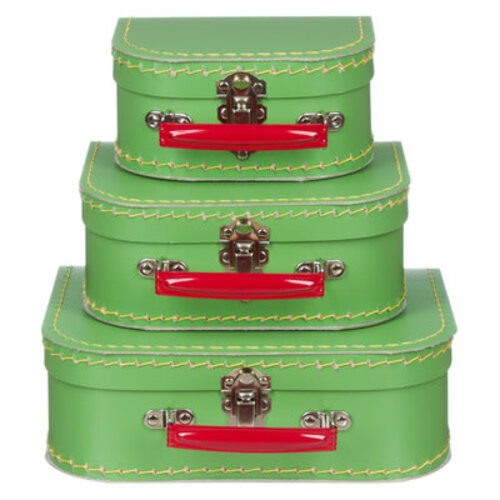 Koffer grün mit rotem Griff