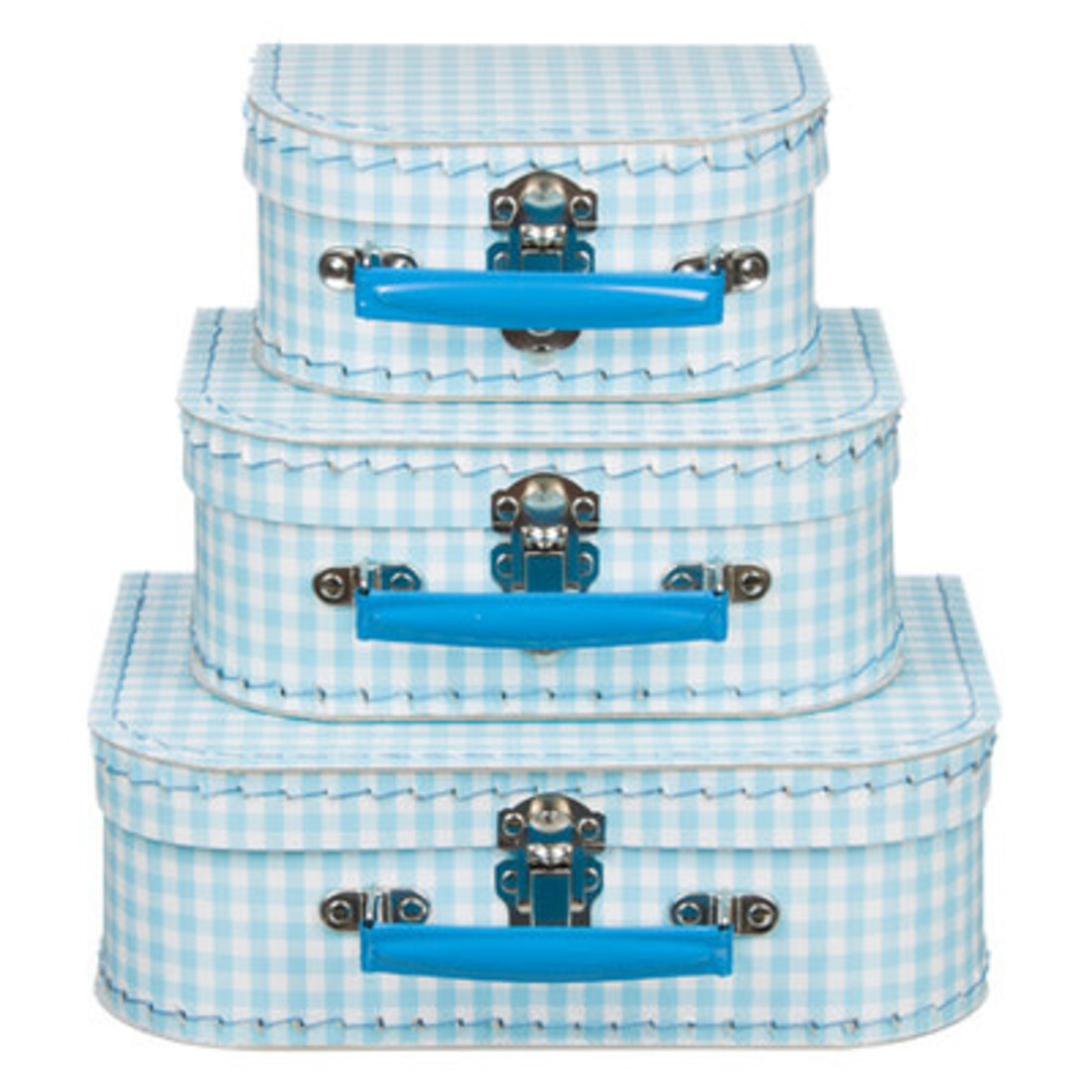 Koffer kariert hellblau