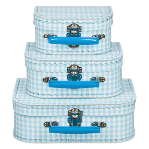 Koffer kariert hellblau