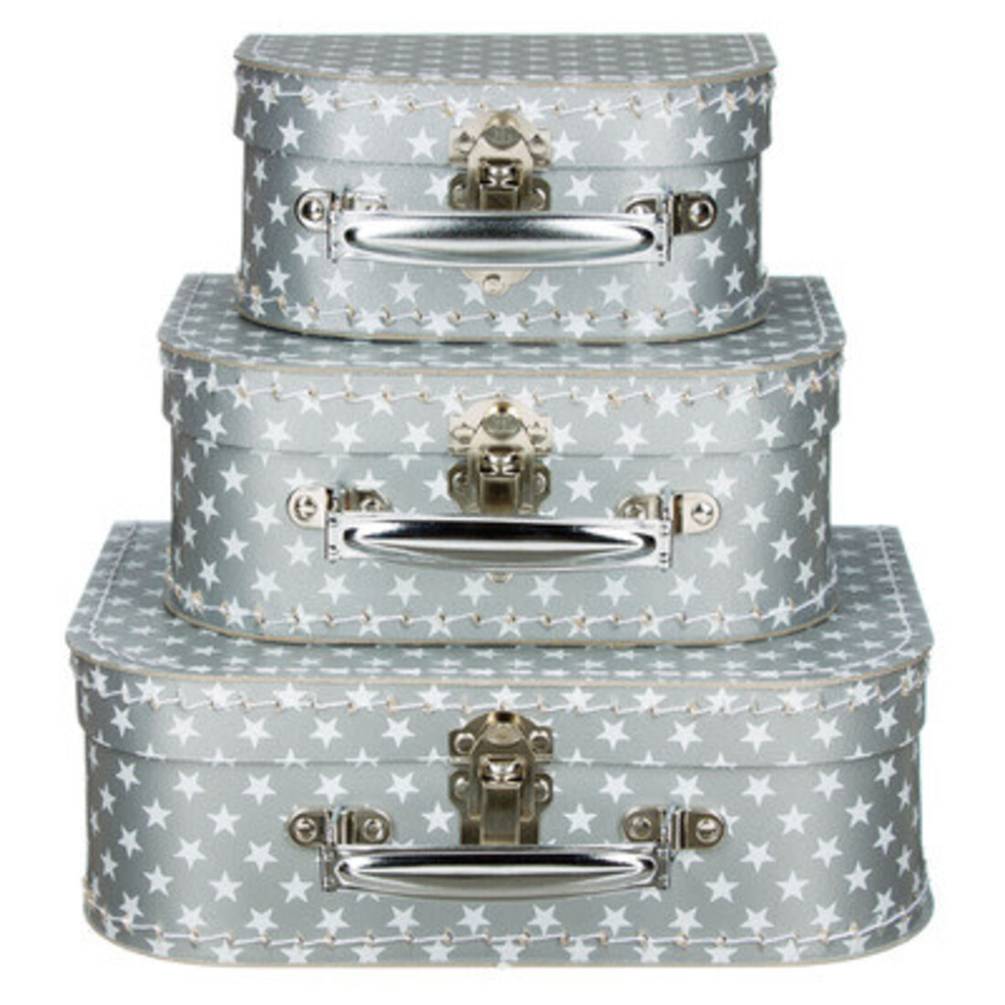 Koffer silber mit weissen Sternen