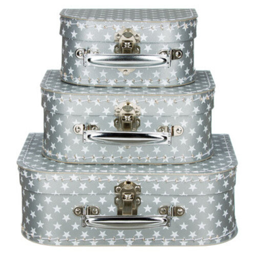 Koffer silber mit weissen Sternen