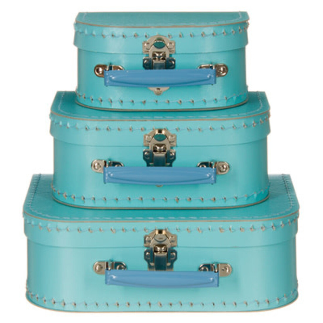 Koffer hellblau mit blauem Griff