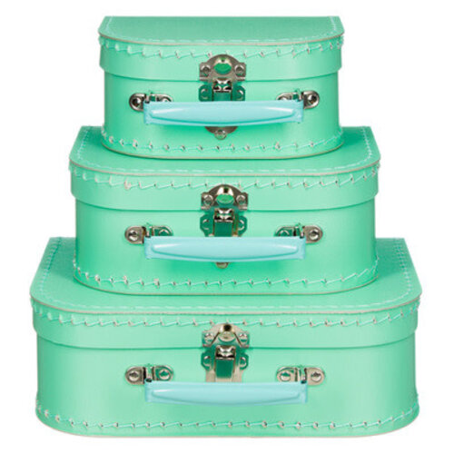 Koffer türkis mit Griff in mint