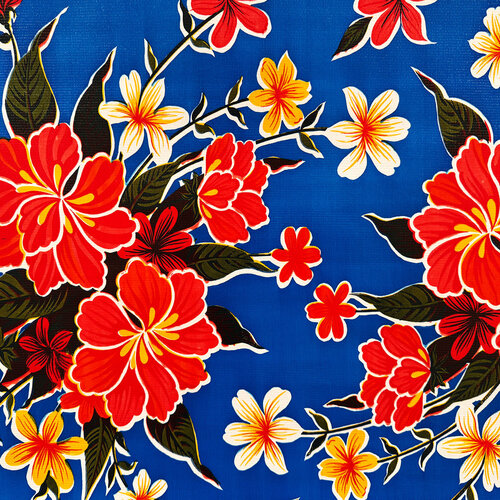 Wachstuch «Hibiskus» blau