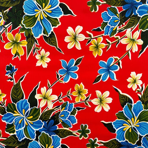 Wachstuch «Hibiskus» rot