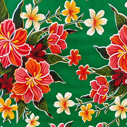 Wachstuch «Hibiskus» grün
