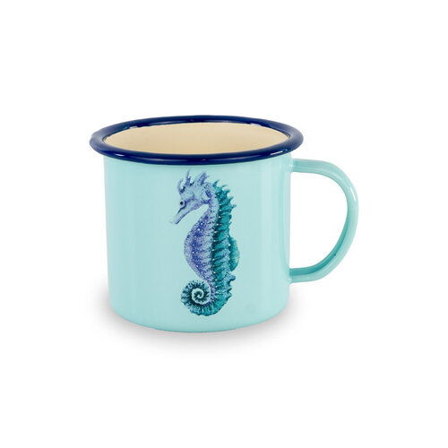 LifestyleWD Emaillierte Tasse Seepferdchen