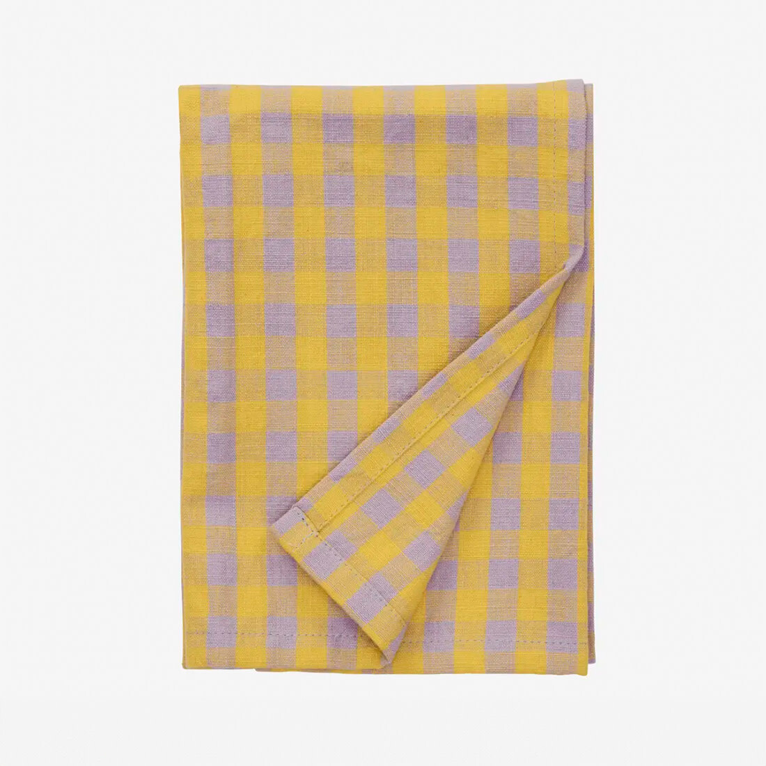 Madam Stoltz Küchentuch kariert gelb-lila