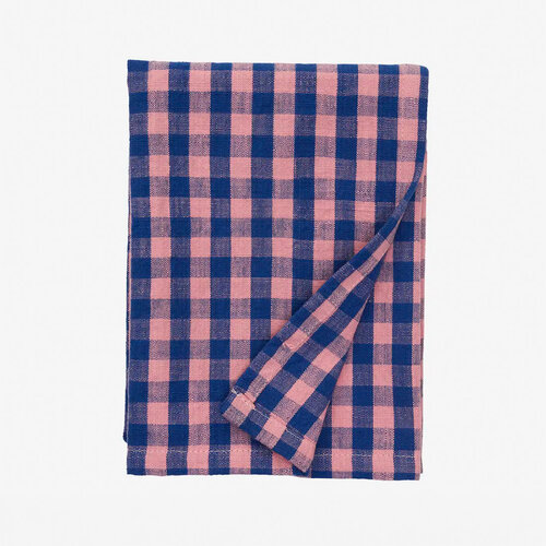 Madam Stoltz Küchentuch kariert blau-pink