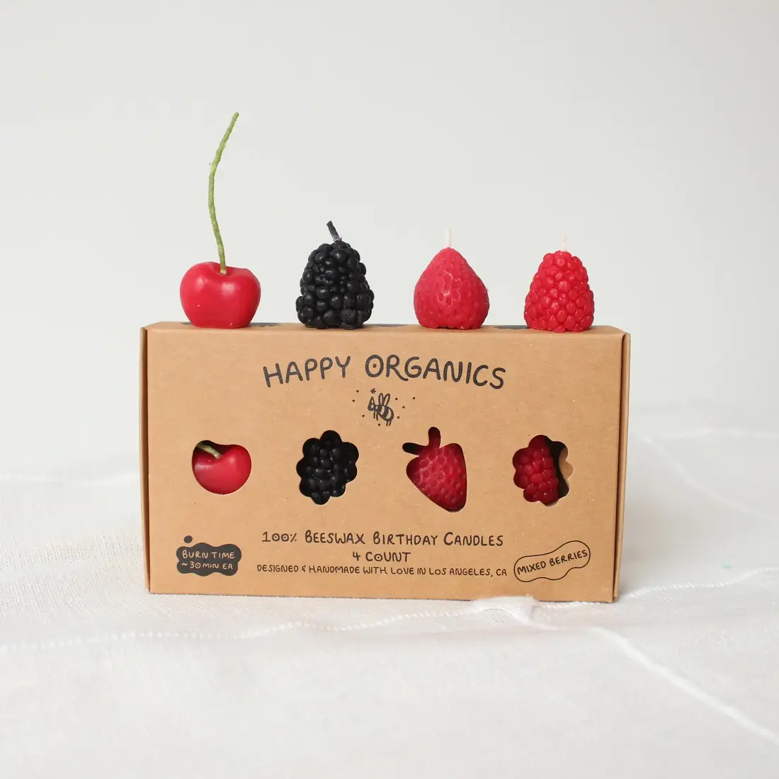 Happy Organics Bienenwachskerzen «happy birthaday berries»