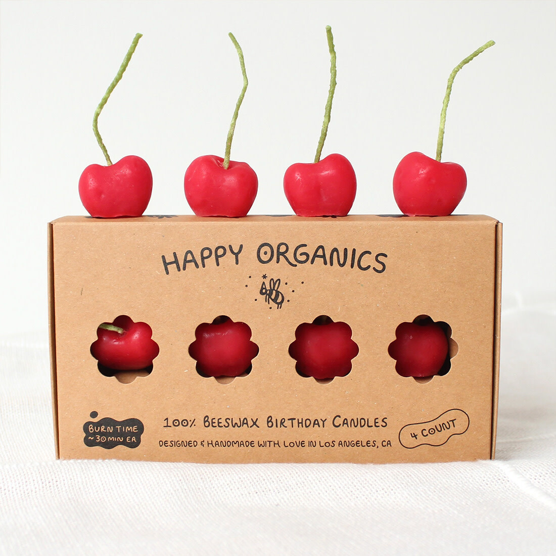 Happy Organics Bienenwachskerzen «happy birthday cherries»