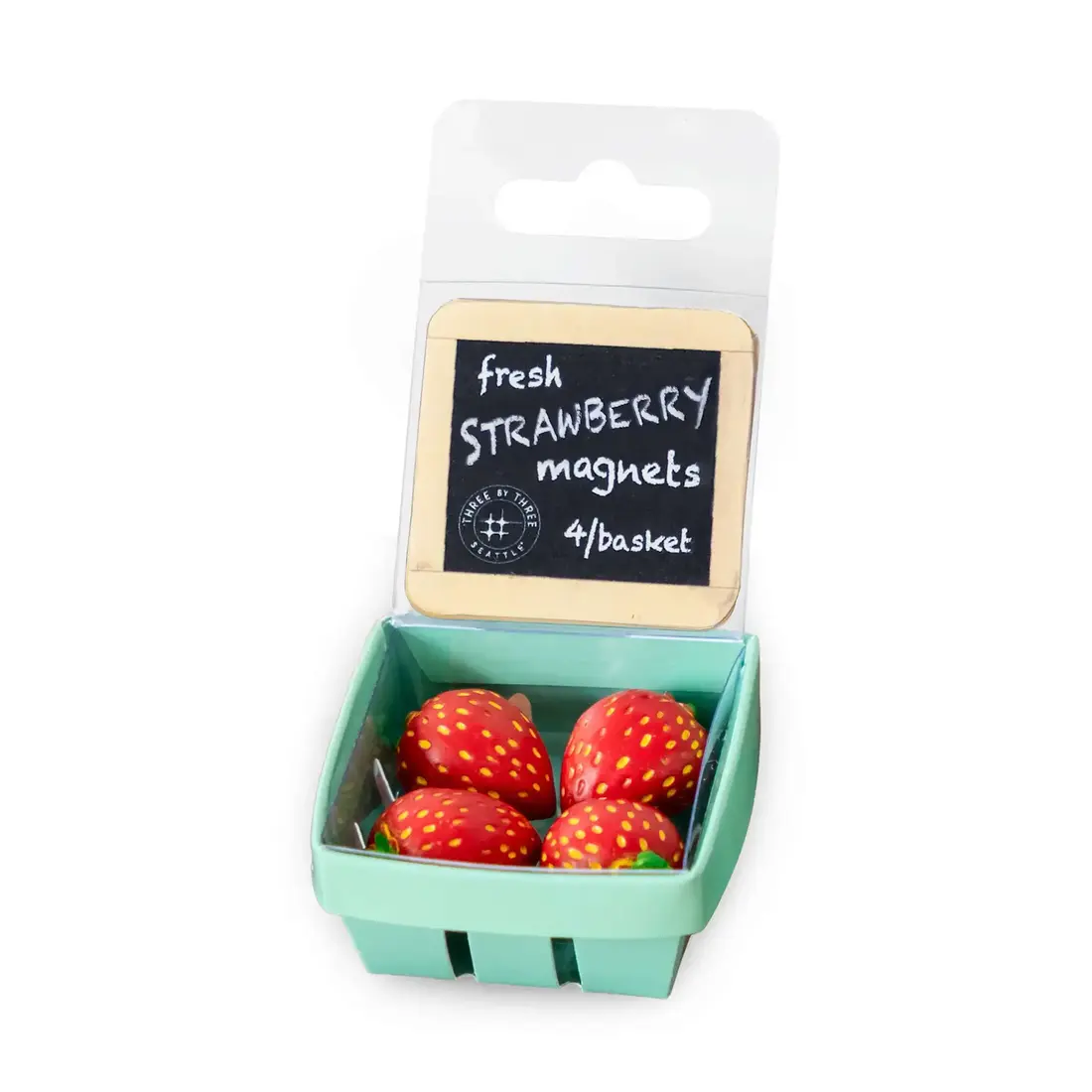 Three by Three Magnetset im Marktkorb «Bunte Erdbeeren»