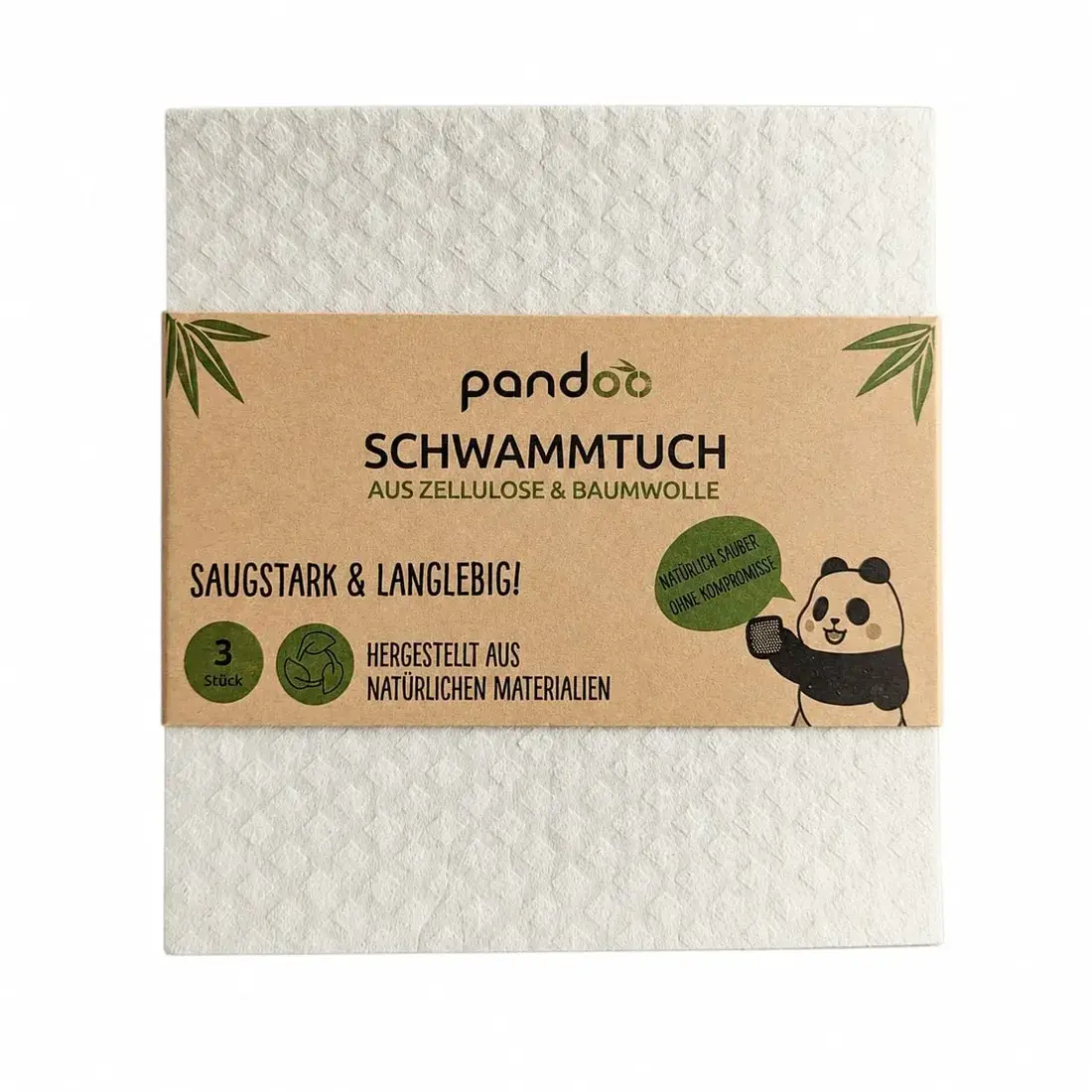 pandoo Nachhaltige Schwammtücher 3er-Set waschbar
