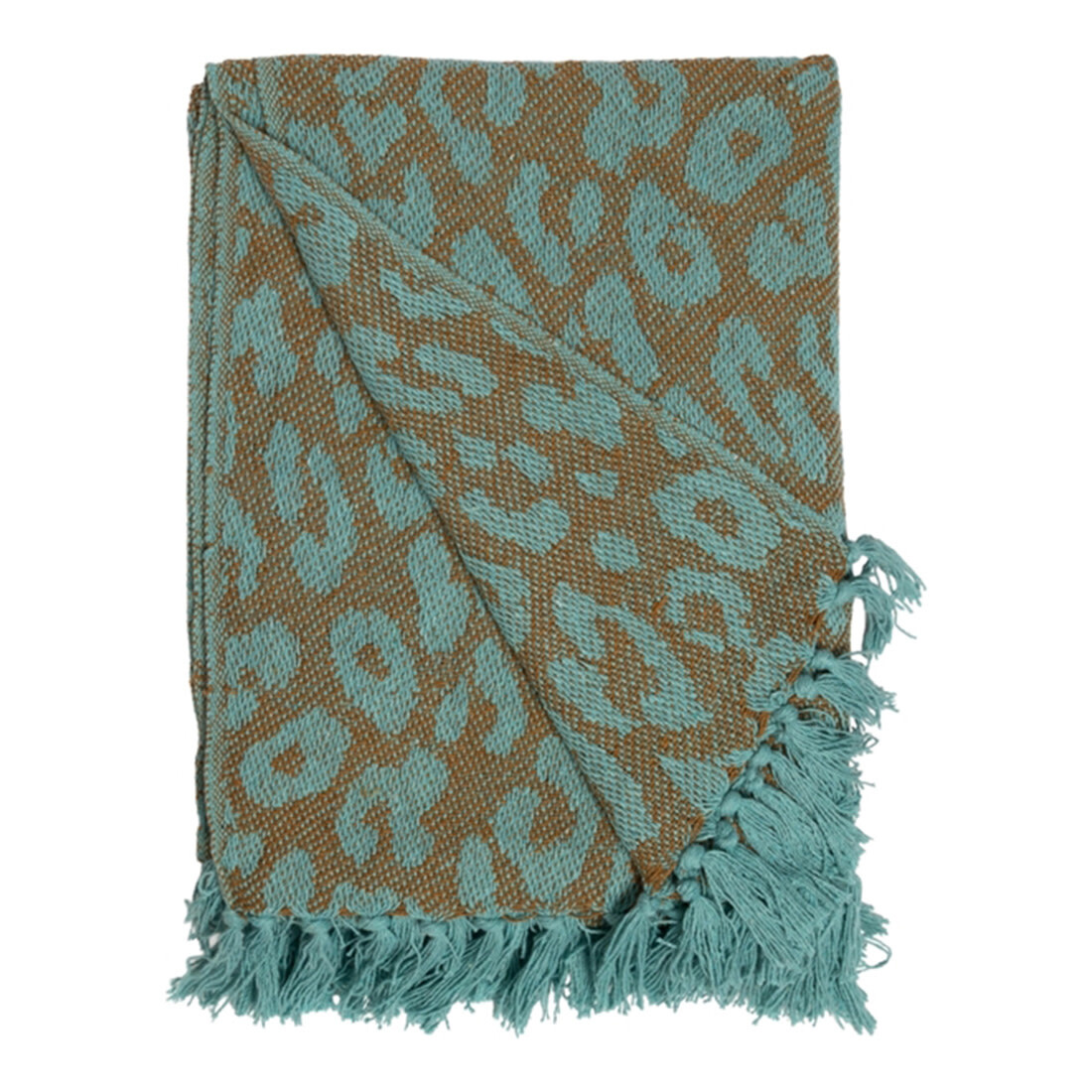 Tagesdecke  Leopard turkis-gold