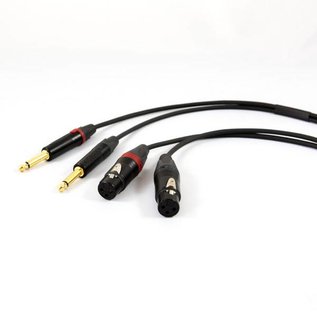 Jack - XLR female kabel, dubbel, verguld
