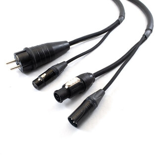 Combikabel XLR female + schuko male -> XLR male + powercon TRUE1 female