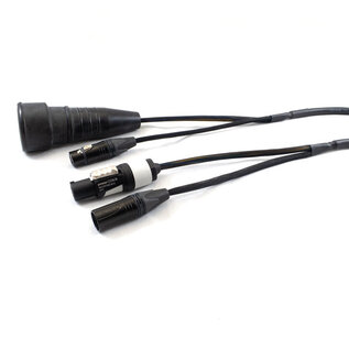 Combikabel XLR female + Schuko female -> XLR male + Powercon wit