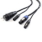 Combikabel XLR female + Powercon blauw -> XLR male + Schuko male