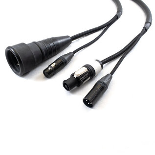 Combikabel XLR female + Schuko female -> XLR male + Powercon wit