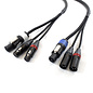 Combikabel 2x XLR female + powercon wit -> 2x XLR male + powercon blauw