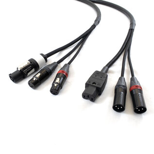 Combikabel 2x XLR female + Powercon wit -> 2x XLR male + IEC apparaatstekker