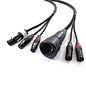 Combikabel 2x XLR female + Powercon wit -> 2x XLR male + Schuko female