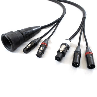 Combikabel 2x XLR female + Schuko female -> 2x XLR male + Powercon wit