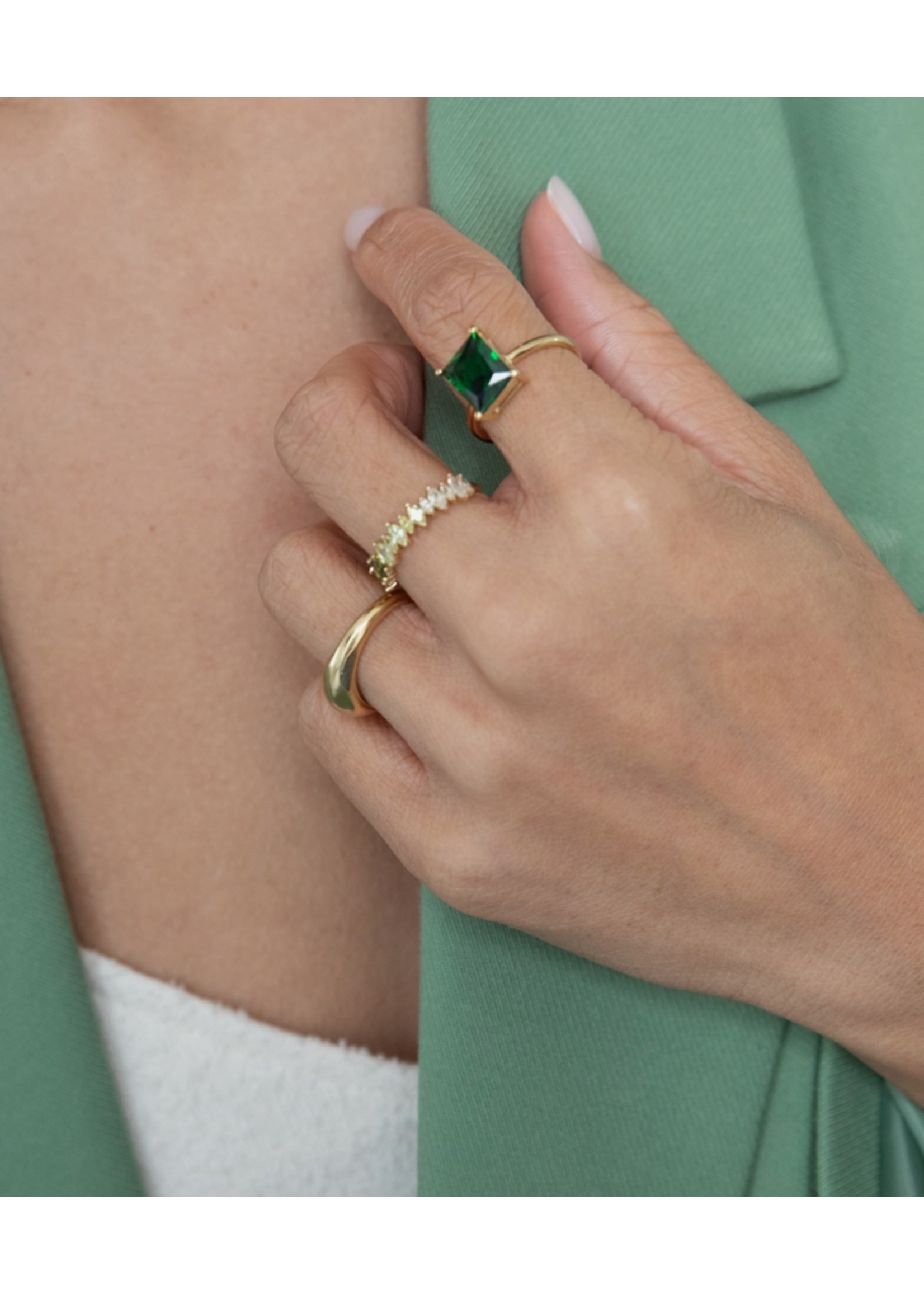 Gioia Emerald Green Ring Gold